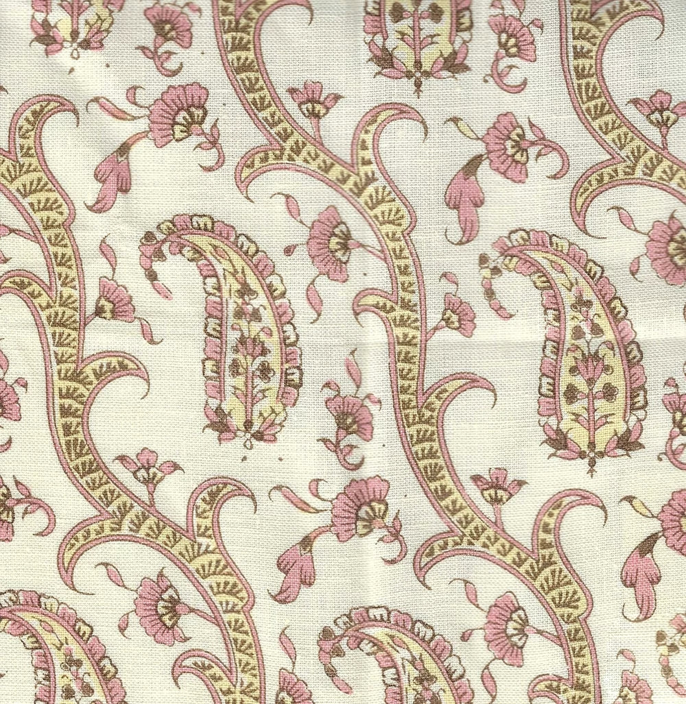 Kashmir Diagonal Pink on Cream fabric by Home Couture