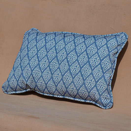 Kasuri fabric by Coordonné in Blue, shown in a styled room