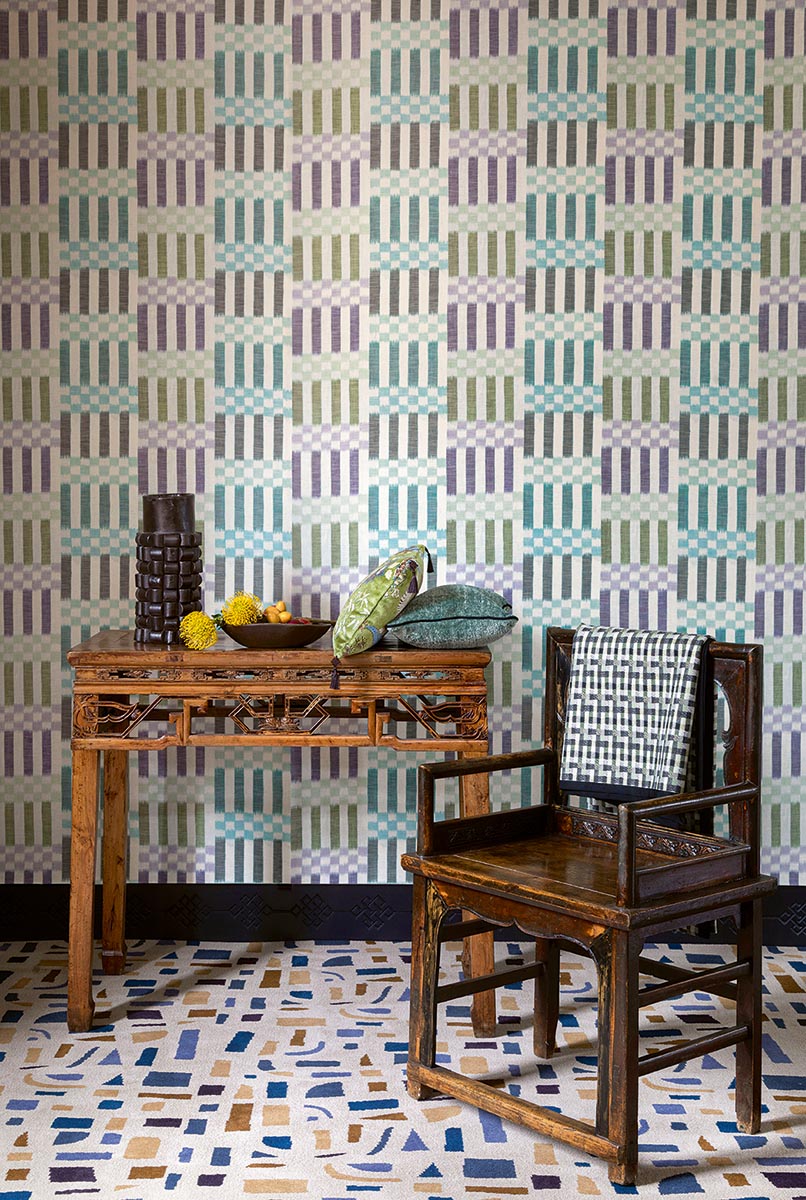 Kasuri Wallpaper by Pierre Frey shown in a room setting (view 1)