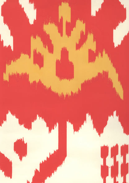 Kazak Coral New Yellow on Off White wallpaper by Quadrille