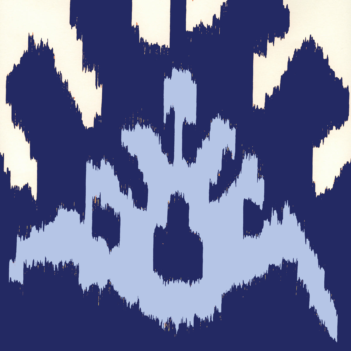 Kazak New Navy Denim Blue on Off White wallpaper by Quadrille