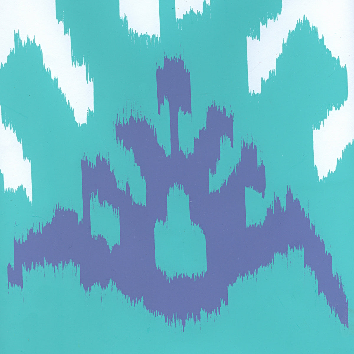 Kazak Aqua Lilac on White wallpaper by Quadrille