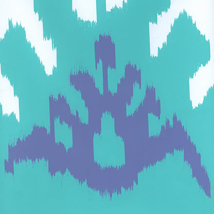 Kazak Aqua Lilac on White wallpaper by Quadrille