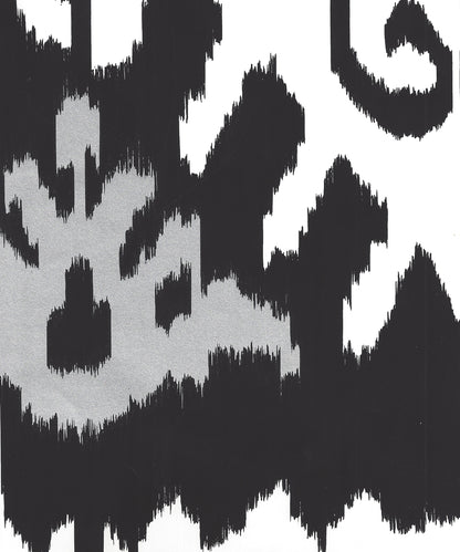 Kazak Black Metallic Silver on White wallpaper by Quadrille