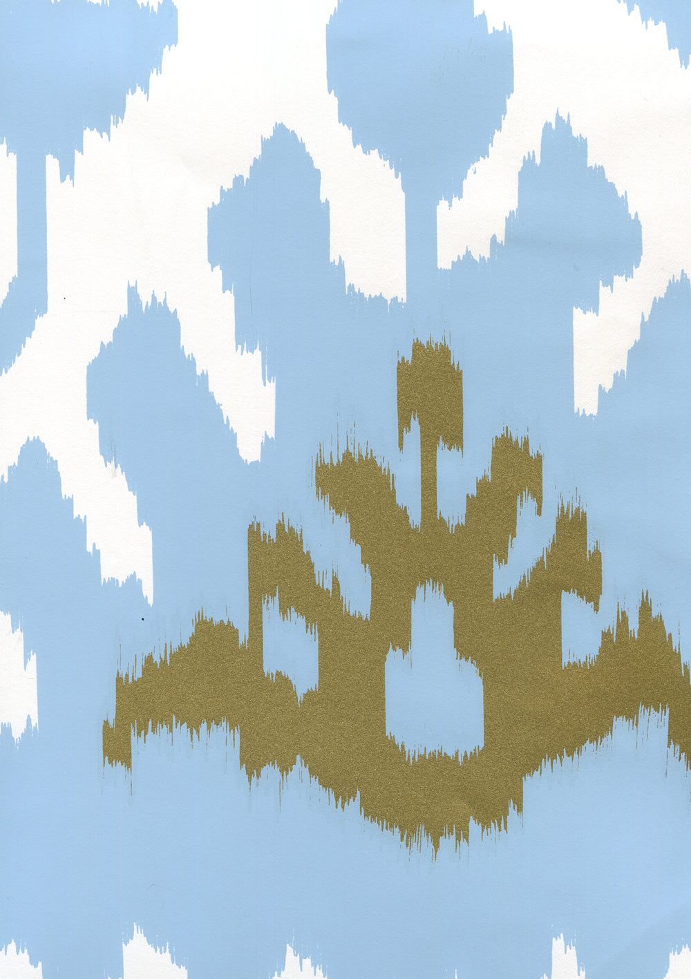 Kazak Blue Metallic Gold on White wallpaper by Quadrille