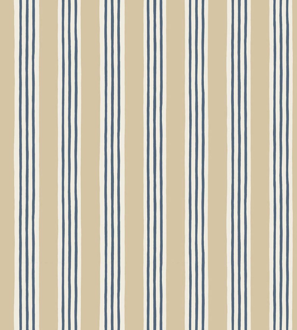 Kemble Stripe Wallpaper by Josephine Munsey Chute Blue, Shell and Cliffwell Stone