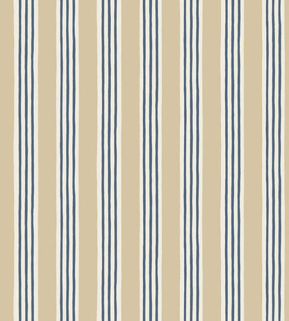 Kemble Stripe Wallpaper by Josephine Munsey Chute Blue, Shell and Cliffwell Stone