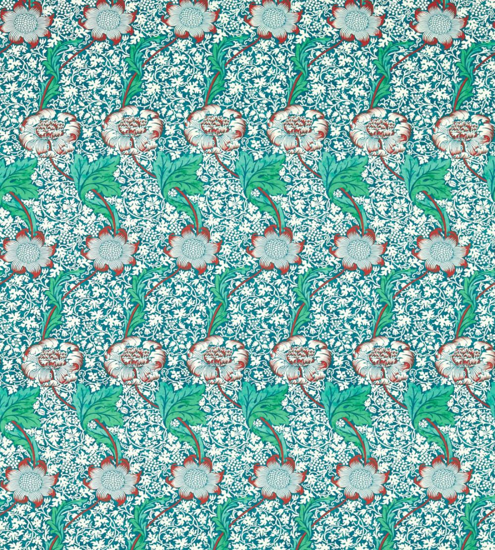 Kennet Fabric by Morris & Co Aqua/Pink