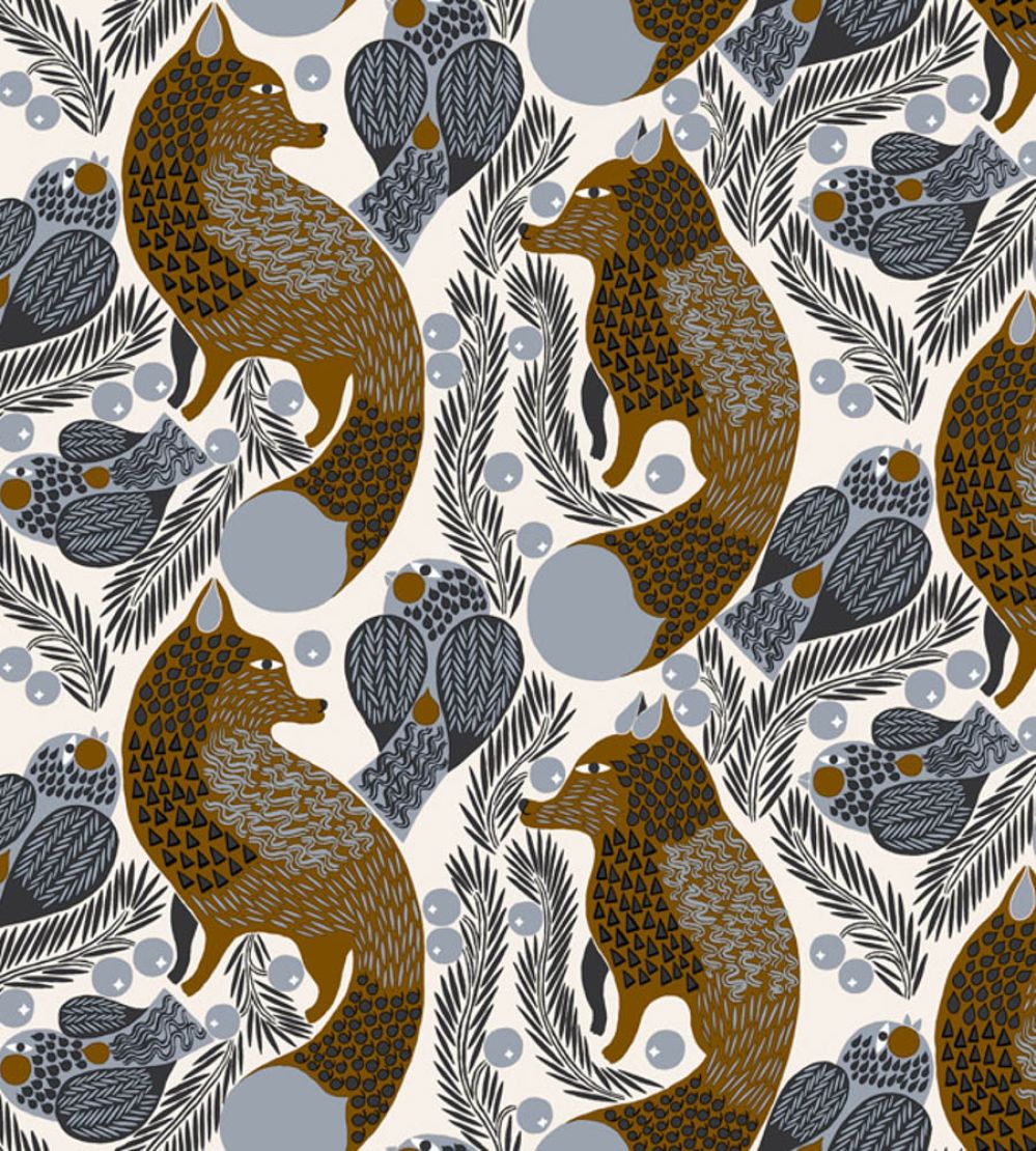 Ketunmarja Wallpaper by Marimekko Blue/Brown