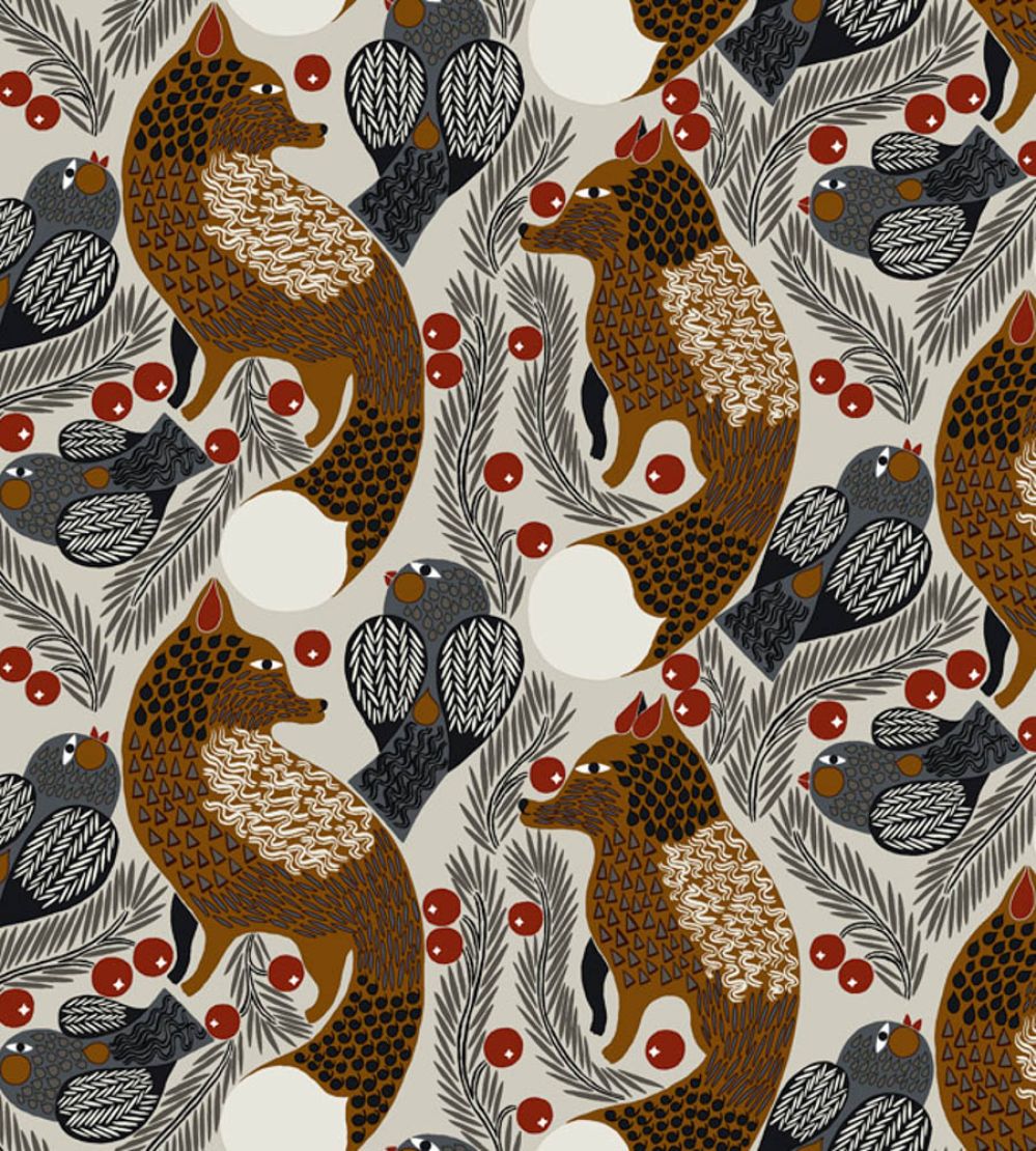 Ketunmarja Wallpaper by Marimekko Grey/Brown