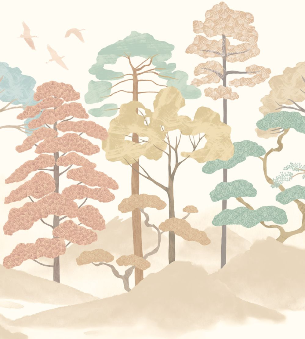 Kigi Wallpaper by Ohpopsi Blush & Seafoam
