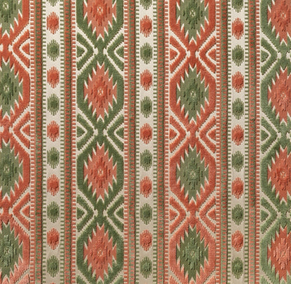 Kilim Fabric by Marvic Textiles in Coral/Celadon