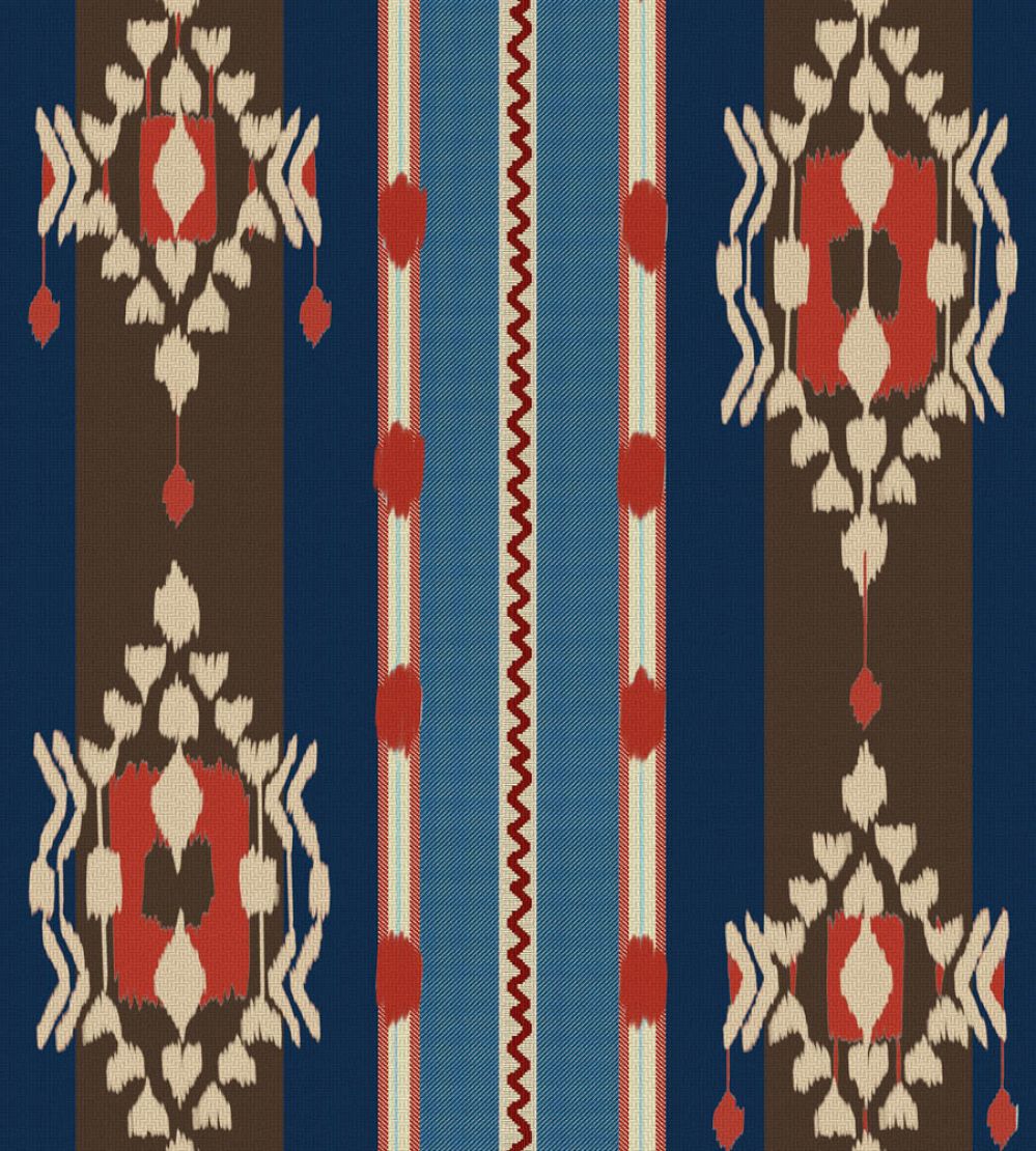 King's Ikat Wallpaper by MINDTHEGAP Blue