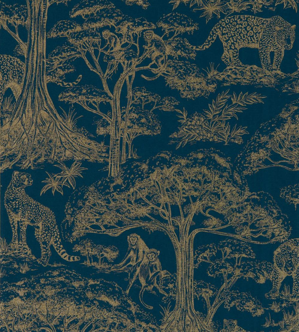 Kisumu Wallpaper by Clarke & Clarke Midnight/Luxe