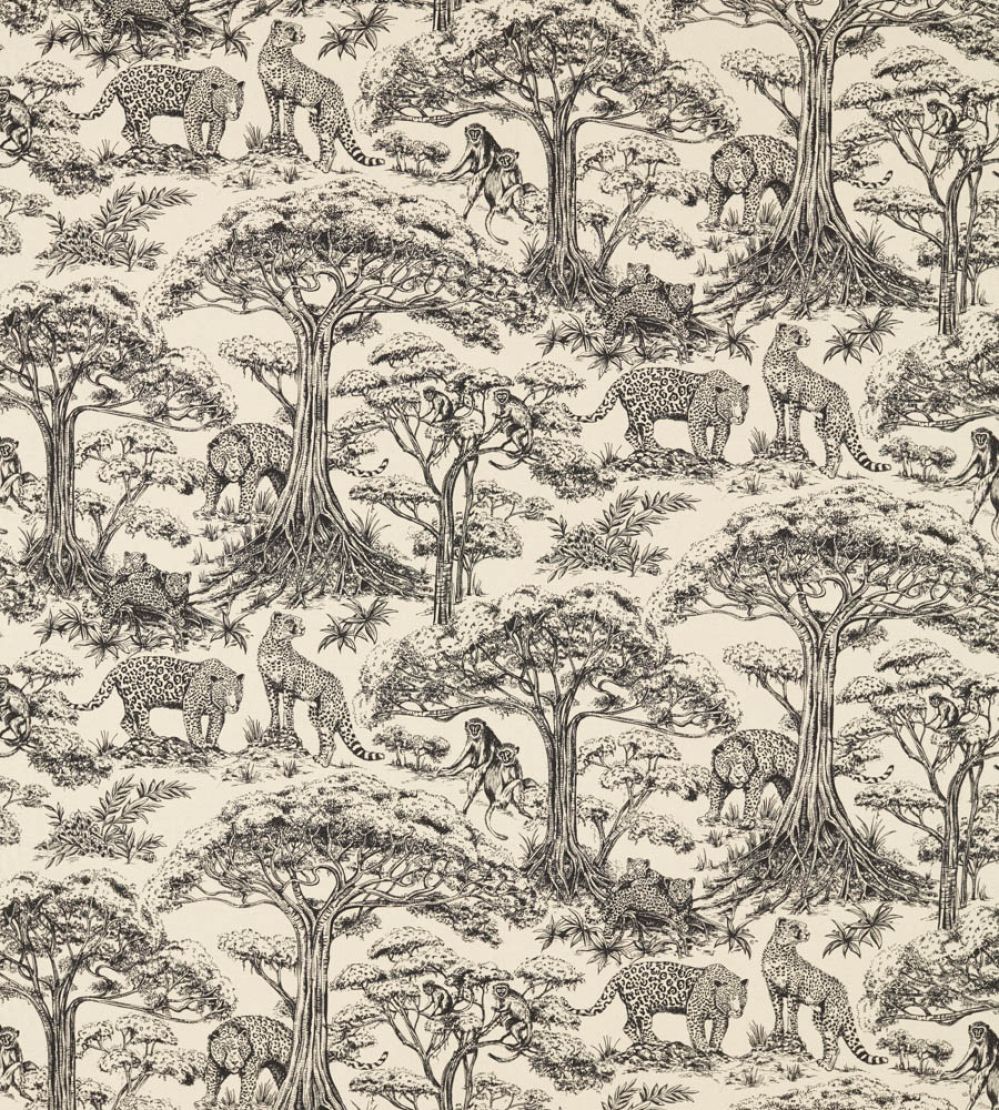 Kisumu Fabric by Clarke & Clarke Noir/Linen