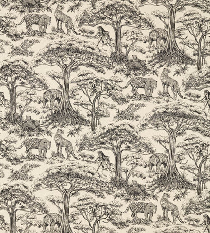 Kisumu Fabric by Clarke & Clarke Noir/Linen