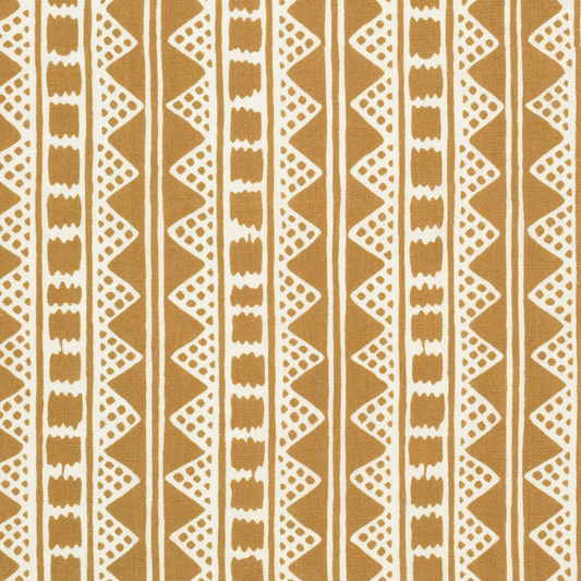 Kitezh Printed Linen Fabric by Volga Linen in Old Gold/Oyster