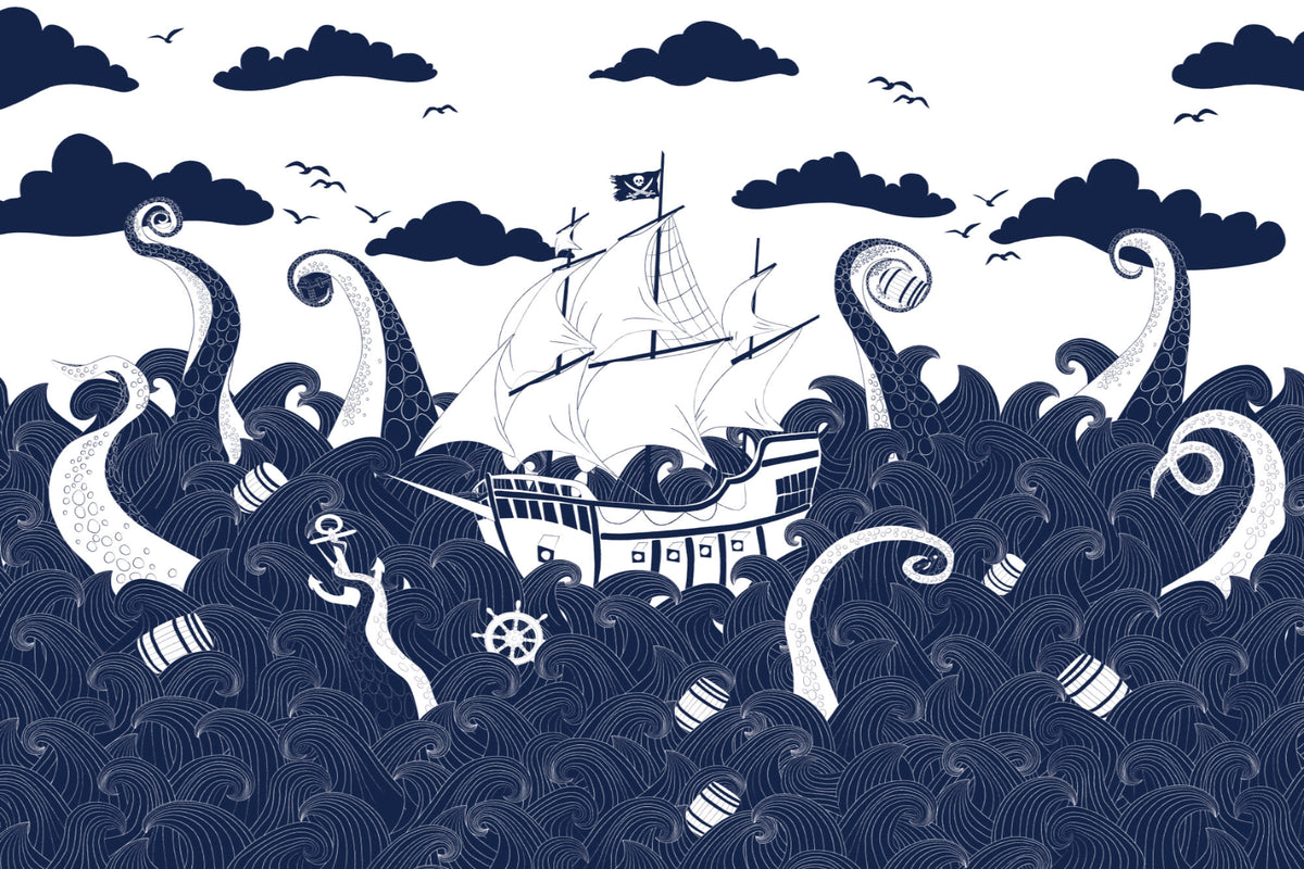 Kraken Blue mural by Hovia