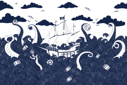 Kraken Blue mural by Hovia