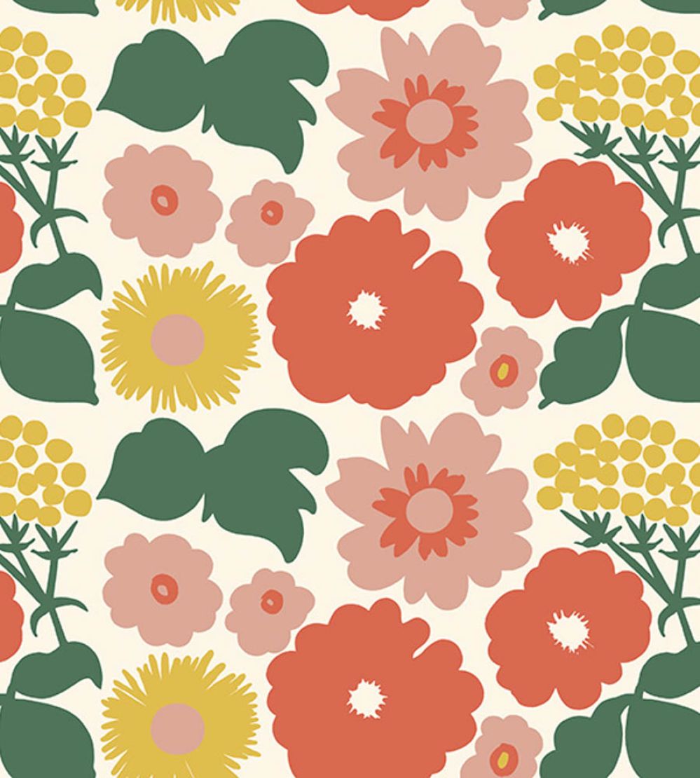 Kukkatori Wallpaper by Marimekko Red/Green