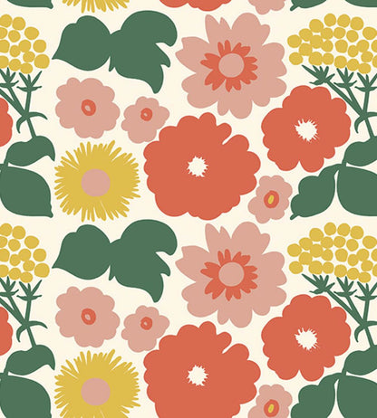 Kukkatori Wallpaper by Marimekko Red/Green