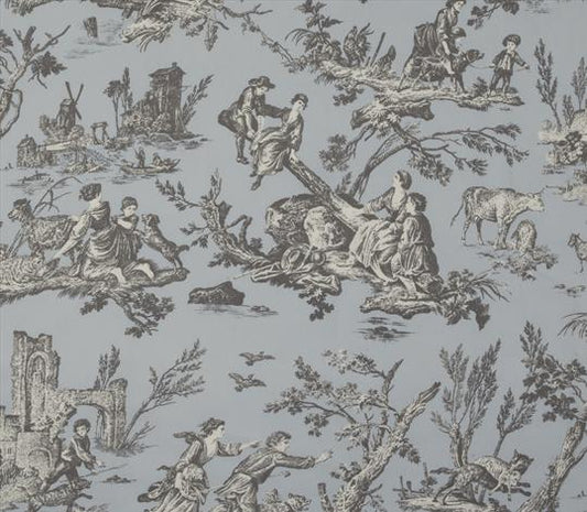 La Balancoire Fabric by Marvic Textiles in Slate/Aqua