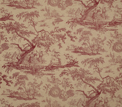 La Chasse Fabric by Marvic Textiles in Burgundy on Ecru