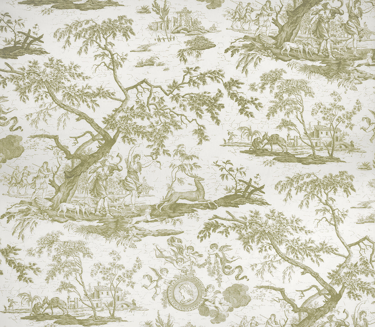 La Chasse Fabric by Marvic Textiles in Olive