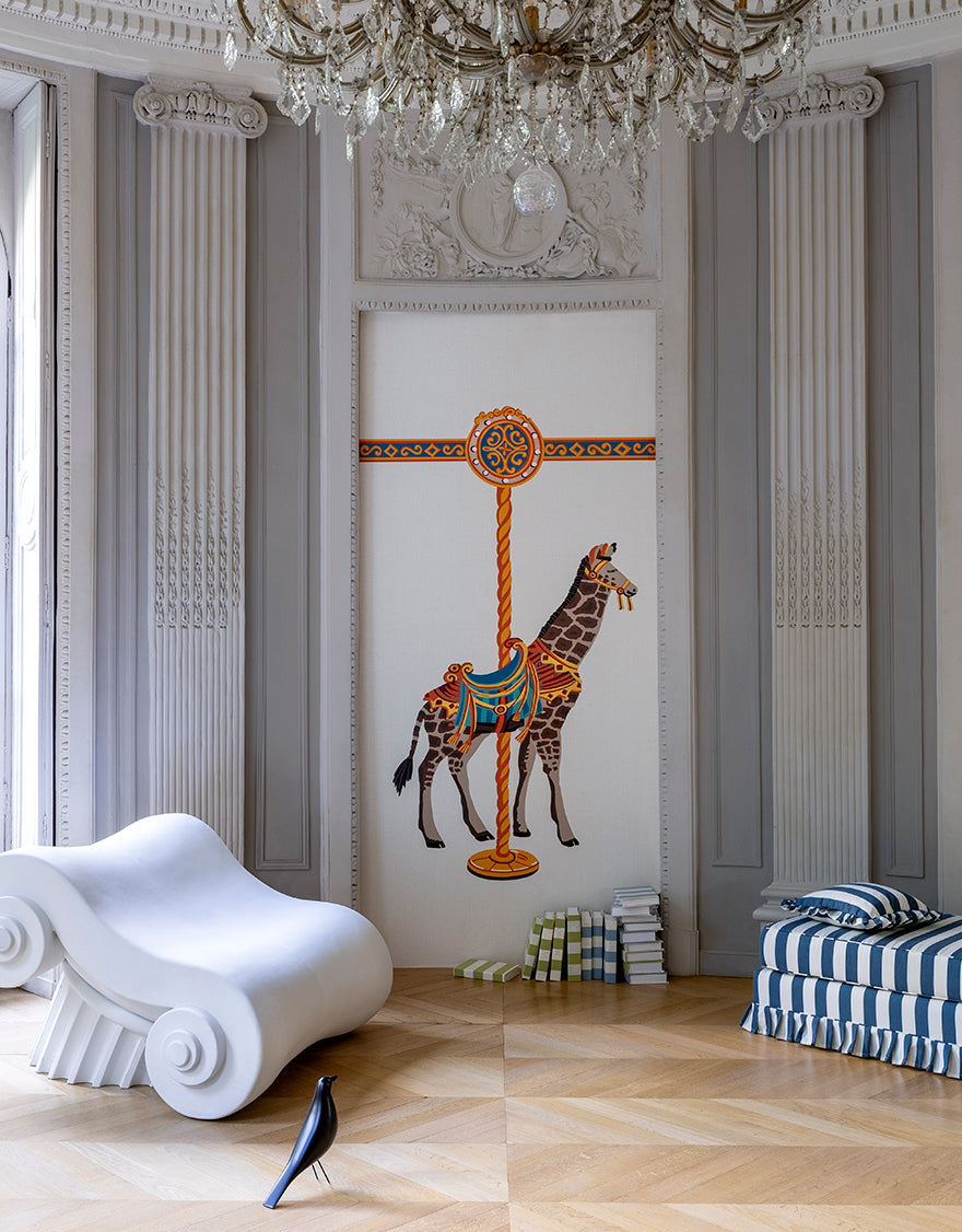 La Girafe du Carrousel Wallpaper by Pierre Frey shown in a room setting (view 1)