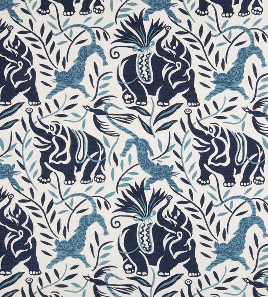 La Jungle Fabric by Christopher Farr Cloth Dark Indigo