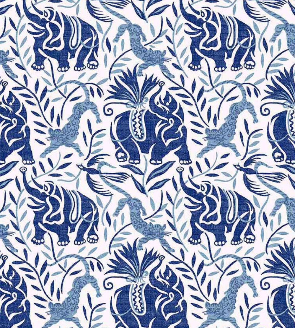 La Jungle Performance Fabric by Christopher Farr Cloth Azzurro