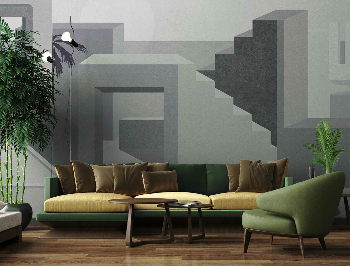 La Muralla mural by Coordonné in Off, shown in a styled room