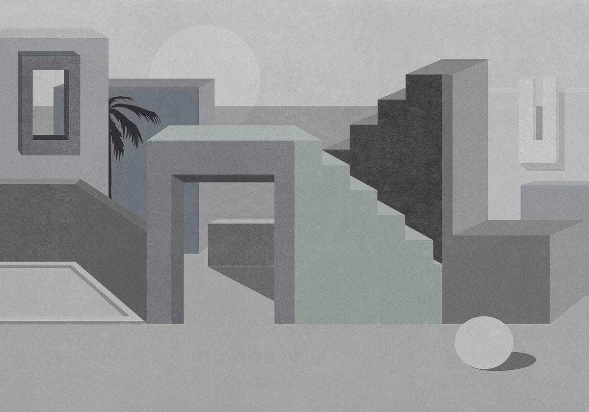 La Muralla mural by Coordonné in Off, flat pattern view