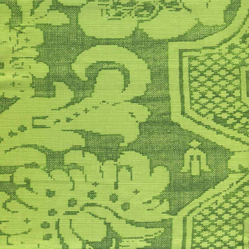 La Tour Damask Green Lime fabric by Quadrille