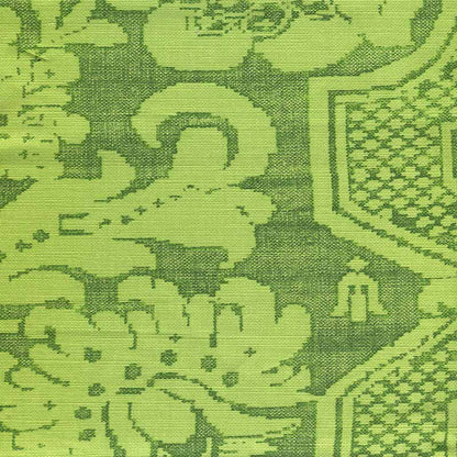 La Tour Damask Green Lime fabric by Quadrille