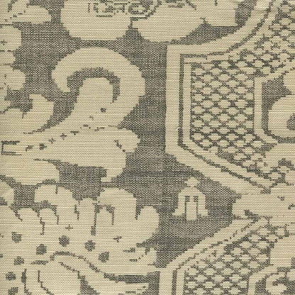 La Tour Damask Gray Soft Gray fabric by Quadrille