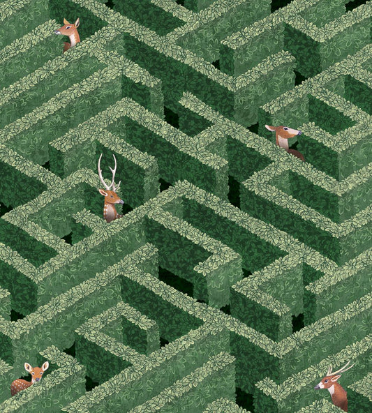 Labyrinth With Deers Wallpaper by Josephine Munsey Green