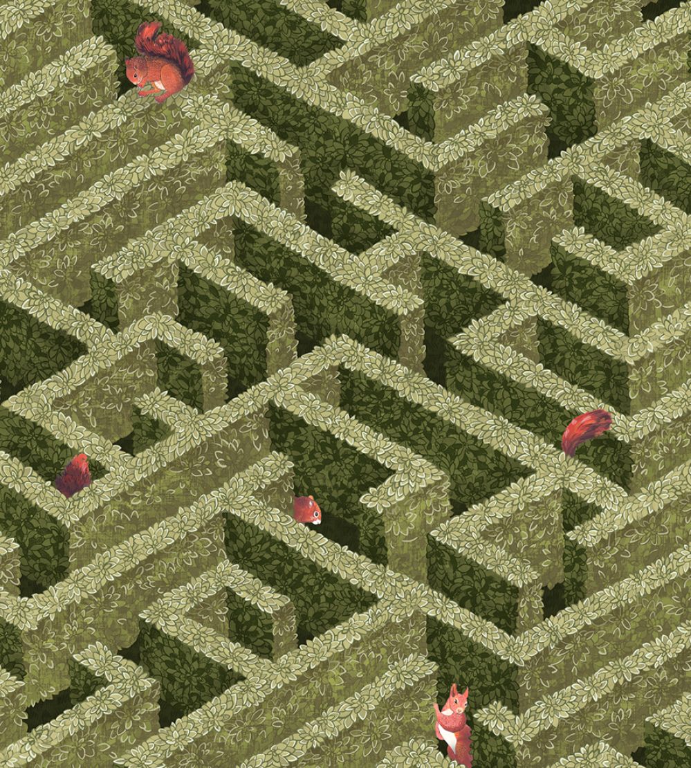 Labyrinth With Squirrels Wallpaper by Josephine Munsey Olive