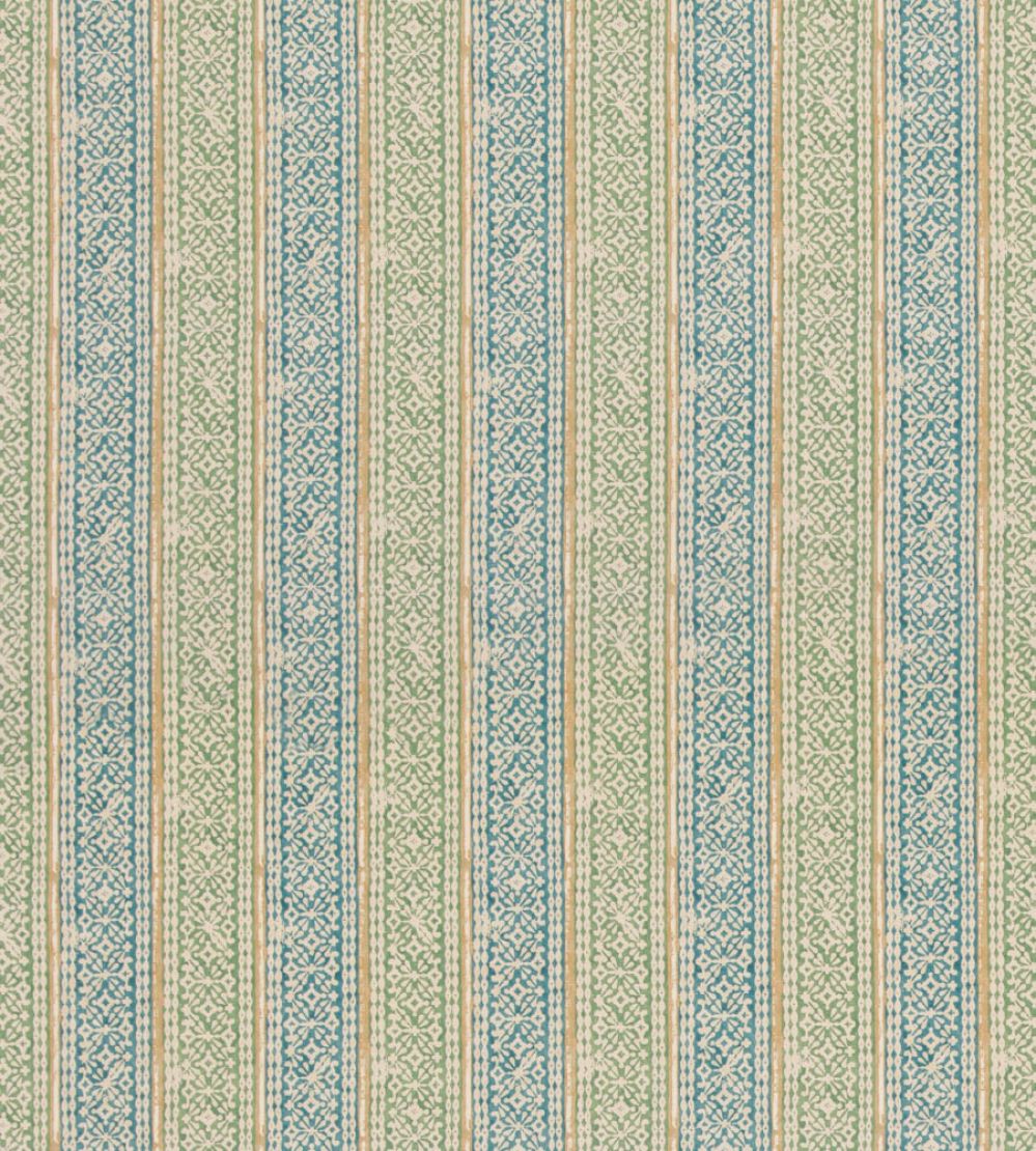 Ladbroke Stripe Fabric by Mulberry Home Teal/Green
