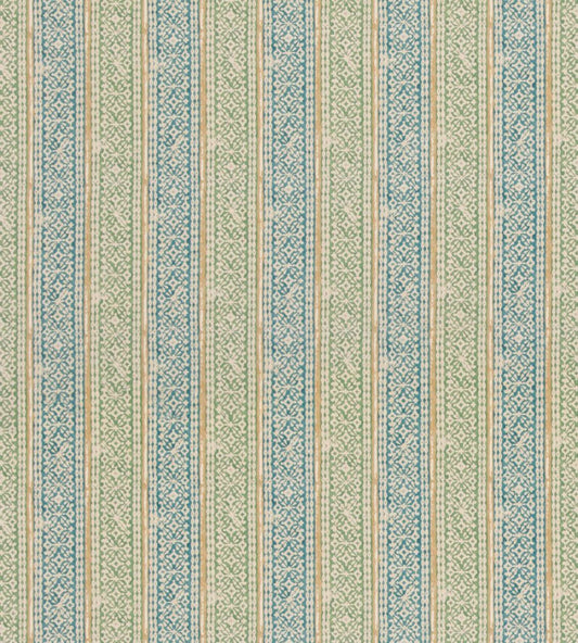 Ladbroke Stripe Fabric by Mulberry Home Teal/Green