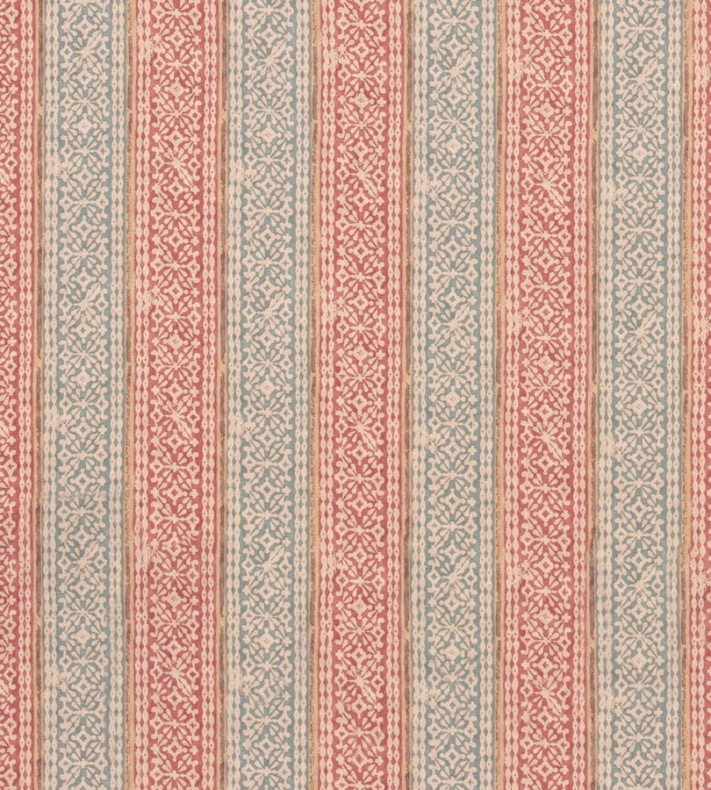 Ladbroke Stripe Fabric by Mulberry Home Teal/Red