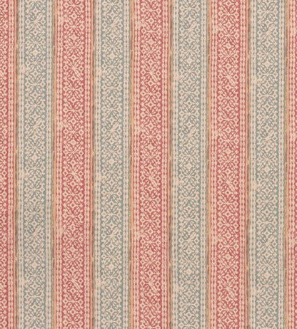 Ladbroke Stripe Fabric by Mulberry Home Teal/Red