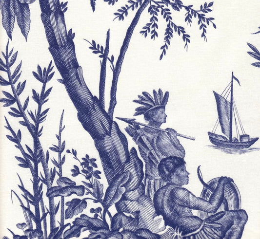 Lafayette Toile Bleu fabric by Charles Burger