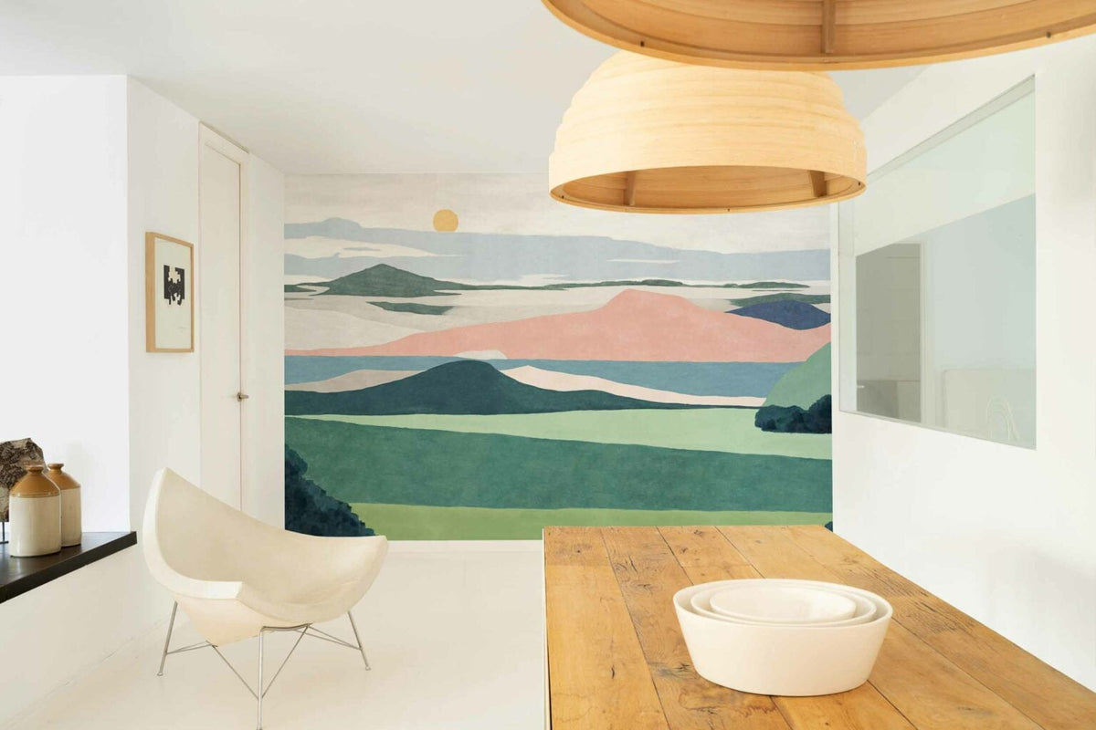 Lainoa mural by Coordonné in Primavera, shown in a styled room