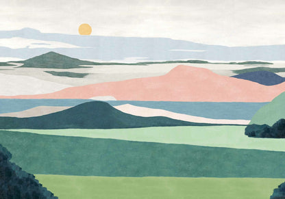 Lainoa mural by Coordonné in Primavera, flat pattern view