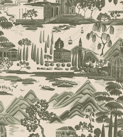 Lake Como Wallpaper by Sandberg Forest Green