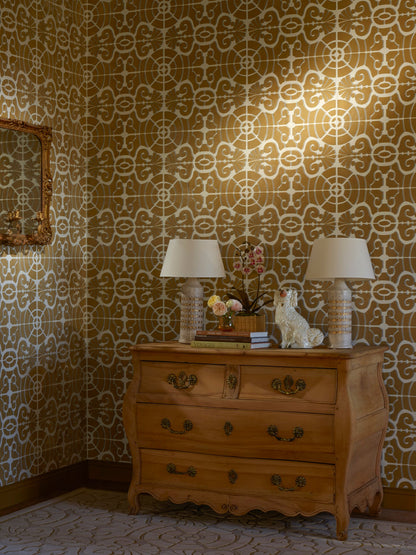 L'Allee du Roi Flock Wallpaper by Pierre Frey shown in a room setting (view 1)