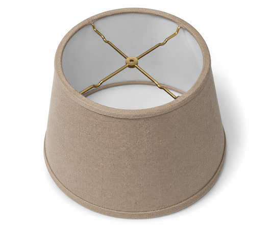Almond Color Burlap Deep Drum Hardback Lampshade, Choice of Size