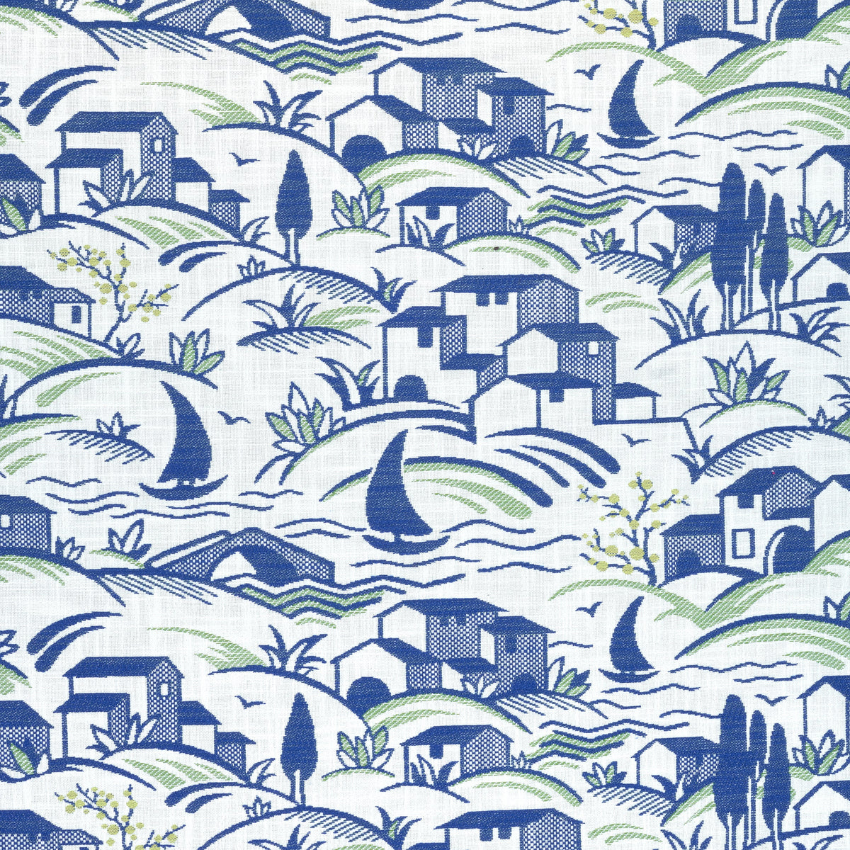 Landmark Fabric by Thibaut in Marine & Apple Green (W73525)