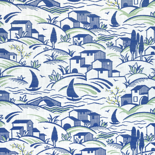 Landmark Fabric by Thibaut in Marine & Apple Green (W73525)